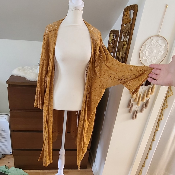Maurices Tops - Maurices Lace mustard kimono
